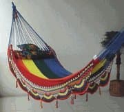 Nicamaka Sprang-weave Couples Hammock - Rainbow