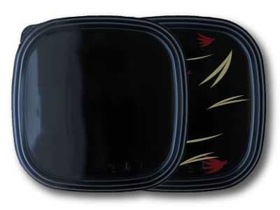 '100 Catering Serving Boxes 320 x 320 x 39 Boxes (50) mm Medium Black With Clear Lid with Golden Maple Bento Boxes, Lunch Boxes, Serving Platter, Salad, Sushi Box Sushi Tray Party Boxes New Disposable Food Box