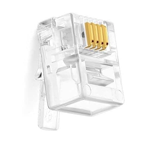 Telephone Plug 4 Pin RJ11 6P4C Modular Plug - Telephone Phone Connector, Crystal Head - Pack of 50