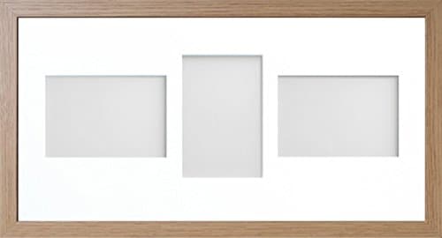 Frame Allington Range 20 x 10 Inches Beech Picture Photo Frame with White 3-Aperture Mount for Image Size 6 x 4 Inches (Mix)