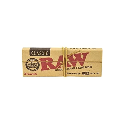 RAW Classic Connoisseur Rolling Papers with Tips - Single Wide, Unrefined, and All-Natural - by OutonTrip (1)