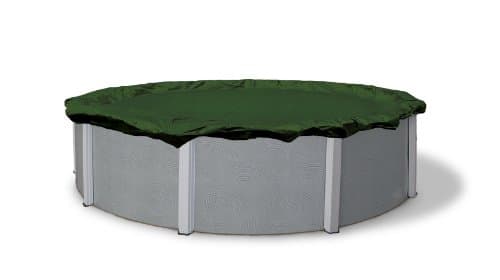 Blue Wave Silver 12-Year 15 ft Round Above Ground Pool Cover for Winter – Durable & Weather-Resistant Polyethylene – 4 ft Overlap, Black Underside, Reinforced Grommets, Winch, Cable – Forest Green