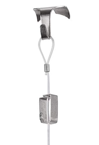 STAS 10-Pack Picture Molding Hook Set - Includes Crown Moulding Hooks + Clear Looped end Cables + STAS smartspring Picture Hook (39" Clear perlon Cord, Chrome / Silver Molding Hook)