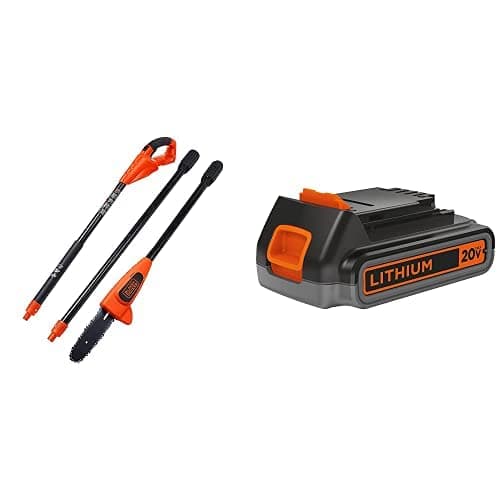 BLACK+DECKER 20V MAX Pole Saw with Lithium Battery 2.0 Amp Hour (LPP120B & LBXR2020-OPE)