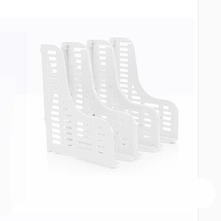 Adjustable Desktop Bookends/Retractable Plastic Book Stand/Expanding File Rack/Extension Magazine Holder/3 Slot Bookshelf, Library School Office Supply (WHITE)