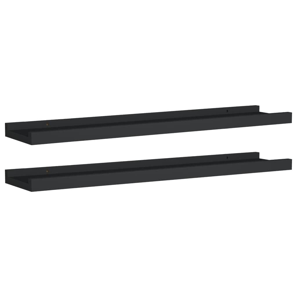 vidaXLWall-Mounted Picture Frame Ledge Shelves 2pcs - Versatile and Durable Ledge Shelves for Home Decor - Made from Lacquered MDF - Black Colour