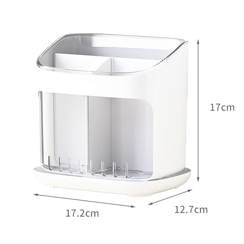 HomeEssentials MultiCompartment Spoon Stand for Kitchen – Cutlery Holder for Kitchen | Spoon Hanger | Knife Stand | Drain Tray and Removable Outer Barrel (Pack of 1)