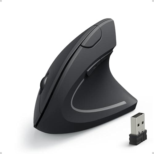 Anker 2.4G Wireless Vertical Ergonomic Optical Mouse, 800/1200/1600DPI, 5 Buttons - Black