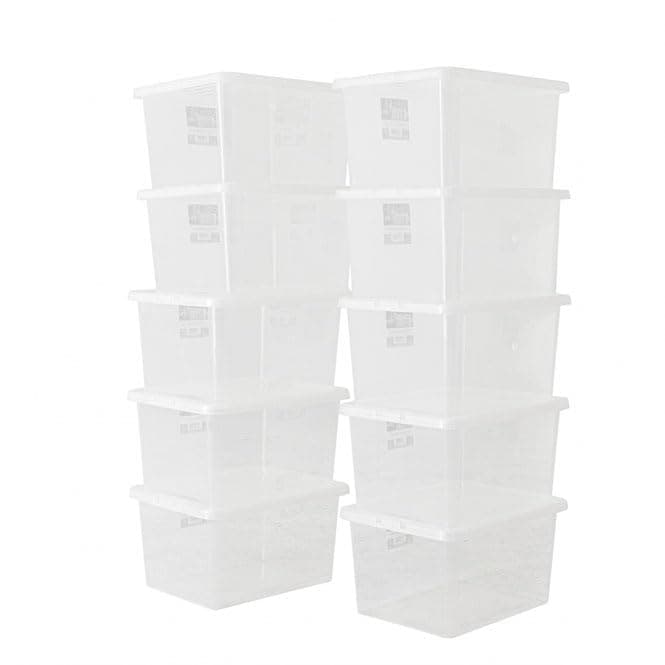 – Plastic Storage Boxes – Clear Containers Tubs with Lids for Home or Office Storage (10 x 31 Litre)