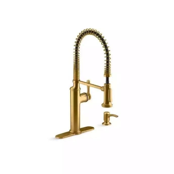 Kohler Sous Pro-Style-Single Handle Pull Down Sprayer Kitchen Faucet in Vibrant Brushed Moderne Brass K-R10651-SD-2MB
