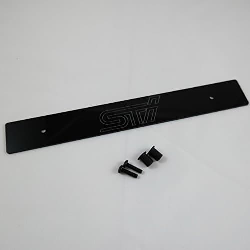 Acrylic Black Front License Plate Delete w / STI Laser Engraved