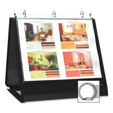 Lion Insta-Cover Round Ring Easel Binder - 1 1/2" Binder Capacity - Letter - 8 1/2" x 11" Sheet Size - Fastener(s): 3 Round Ring - Pocket(s): 80 - Horizontal - Black - Recycled - Label Holder