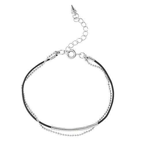 Kpop Ss21 BTS V st. Black String & Chain Layerd Brass& Fabric Bracelet Kpop Bangtan Boys Men's bracelet