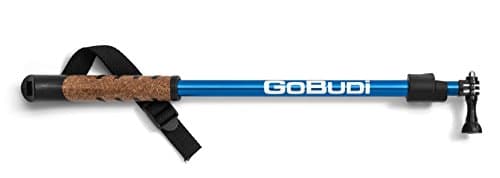 GoBUDiAction Camera Selfie Stick Compatible with All GoPro Models/Mount Pole with Wrist Strap for Hero 2, 3, 4, 5 Camera | Extendible, Sturdy, Lightweight & Waterproof | Holds GoPro Remote | Blue