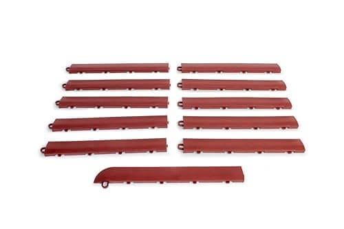 Big Floors Transition Edge Kit, Durable Interlocking Modular Garage Floor Edging, Compatible with RaceDeck, GarageTrac and GarageDeck Products (Brick Red, 11 Pack, Male)