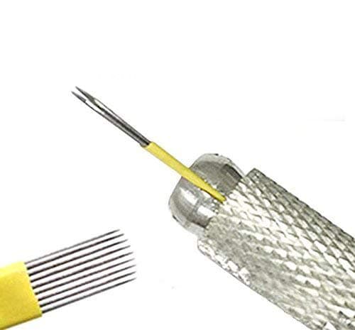 30pcs Double Row 15pin Eyebrow Permanent Makeup Needle 3D Manual Tattoo Microblading Flat Microblade Sloped Blades