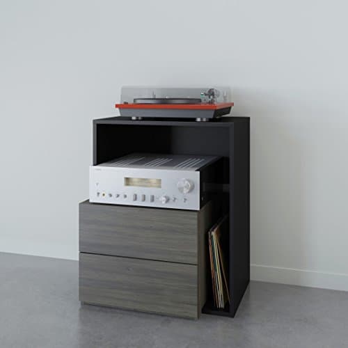 Nexera Damask Audio Tower, Bark Grey/Black