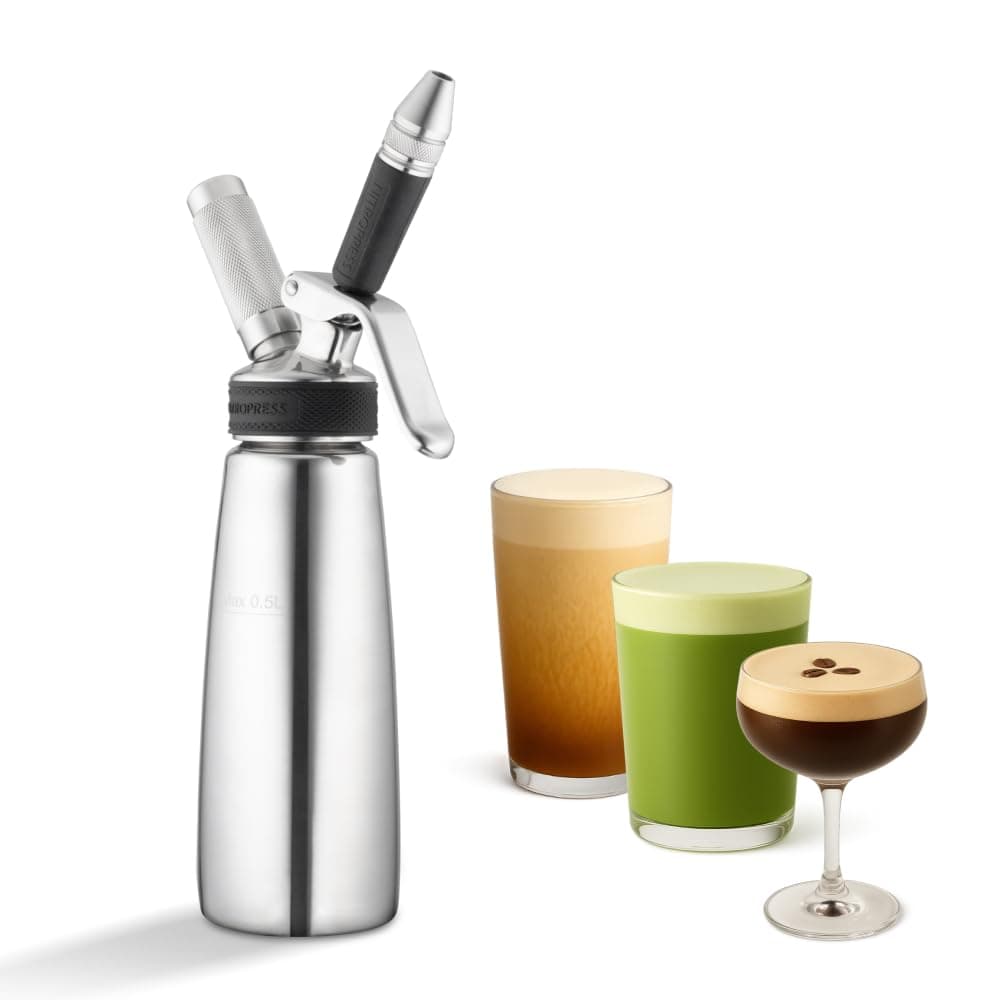 Original NitroPress - Nitro Cold Brew Coffee Maker | Portable Nitrogen Infuser for Smooth Nitro Drinks, Cold Brew, Cocktails & Tea at Home or On the Go | Uses N2 Cartridges | Stainless Steel Design