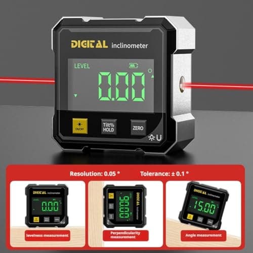 Digital Angle Finder with Electronic Laser 4-side Strong Magnetic Angle Gauge, Inclinometer with Backlight, Table Saw Miter Protractor, Angle Cube Level Tool f Woodworking Measuring Tool