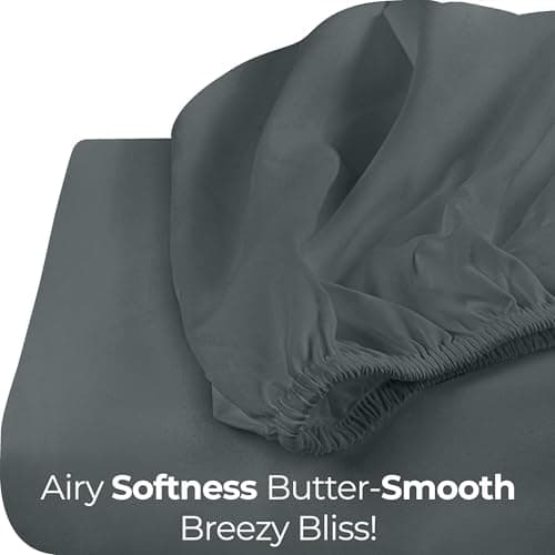 Utopia Bedding Fitted Sheet (Twin, Grey) - Brushed Velvety Microfiber, Breathable, Extra Soft & Comfortable - Wrinkle, Fade, Stain & Abrasion Resistant - Hotel Quality Extremely Durable