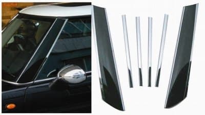 OC Parts Mini Cooper Chrome/Black Pillar Post Covers (6 pc Set)