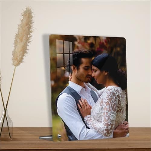 - Customised Photo Frame Personalized Text with Stand | TableTop Photo Frames | Photo Frame Anniversary Gift Birthday | Acrylic Photo Print Personalized (HORIZONTAL 8X6 Inches)