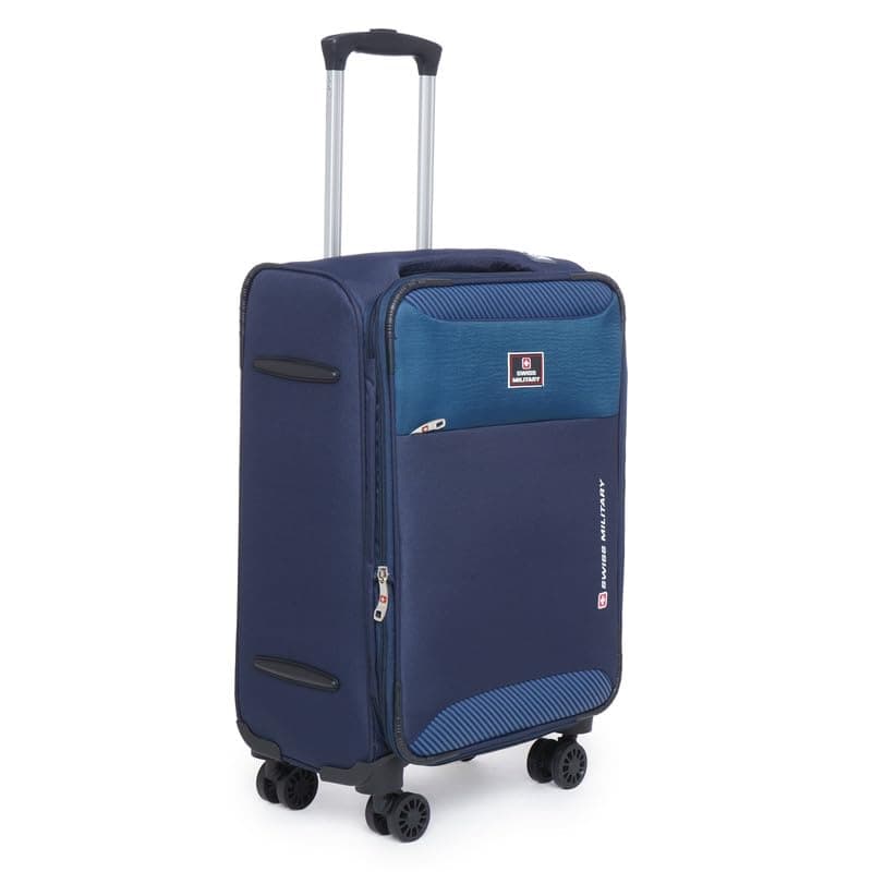 Polyester Platinum (Navy Blue) 8-Wheel 28-Inch Soft Sided Trolley Bag, Lightweight Cabin Luggage, Suitcase For Travel, Spinner Bag With 360° Wheeling System, Business Travel Bag, Large