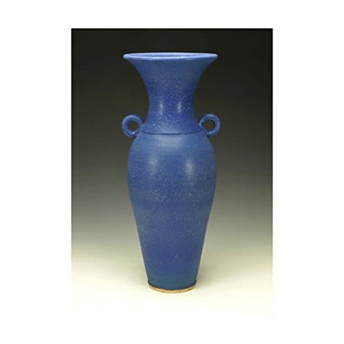 Cobalt blue pottery vase with handles