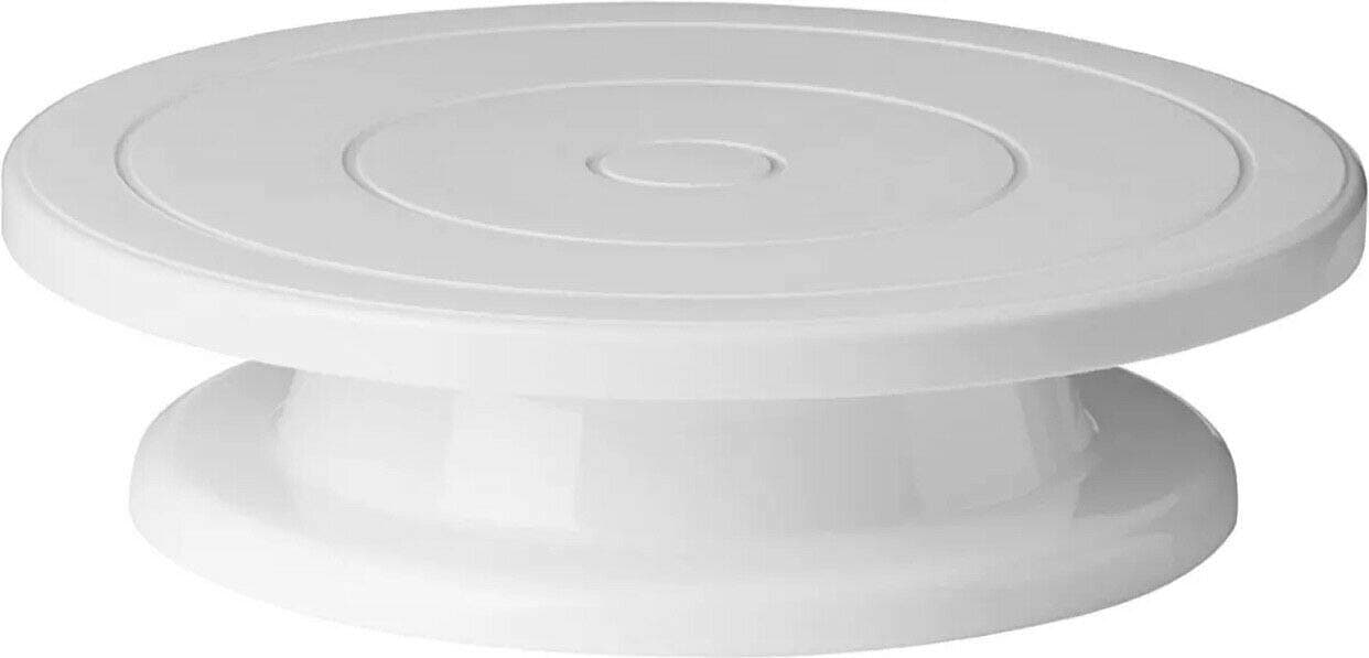 Veer Enterprises Cake Decorative Tools | Round & Easy Rotatable | Turntable Revolving Cake Decorating | 360° Revolving Cake Decorating Turntable Stand, BPA Free Plastic (28cm-White)