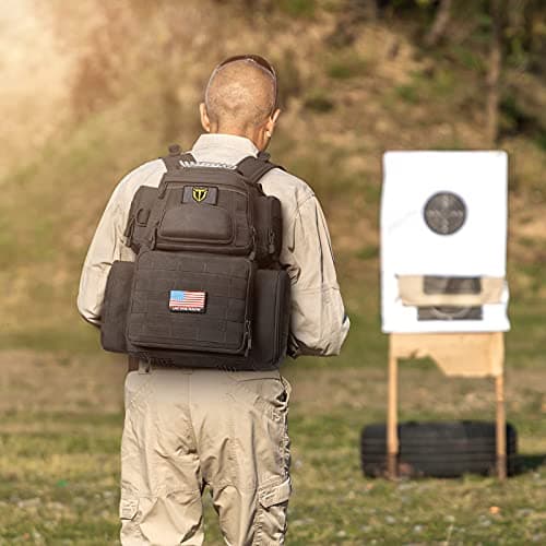 TideWe Tactical Range Backpack with Removable Divider, Handgun Backpack with 4 Pistol Case, Range Bag with Hard Glasses Case, No06-k147
