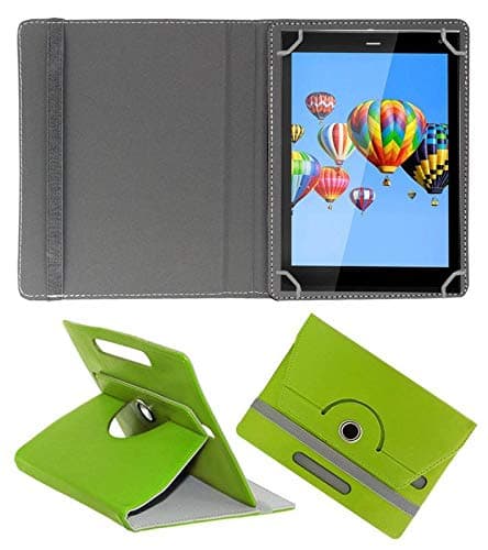 Hello Zone 360° Rotating 7” Inch Flip Case Cover Book Cover for BSNL Penta T Pad IS701X -Green