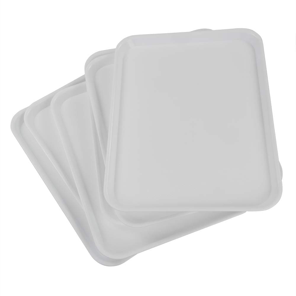 Plastic Serving Trays, Rectangular Fast Food Tray, White, 6 Packs