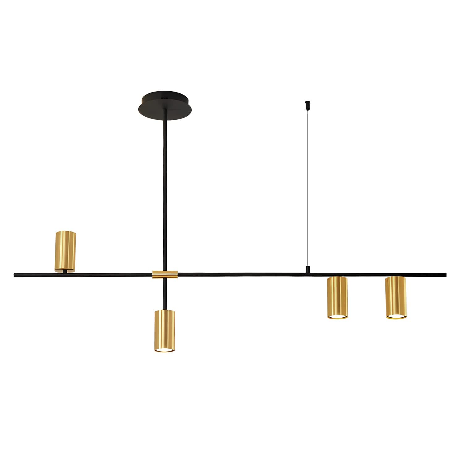 BOKT Black Gold 4 Light LED Track Lighting Adjustable 4 Way Ceiling Mount Linear Spotlights Matte Black Industrial Kitchen Focus Track Lighting Modern Geometric Chandelier Pendant