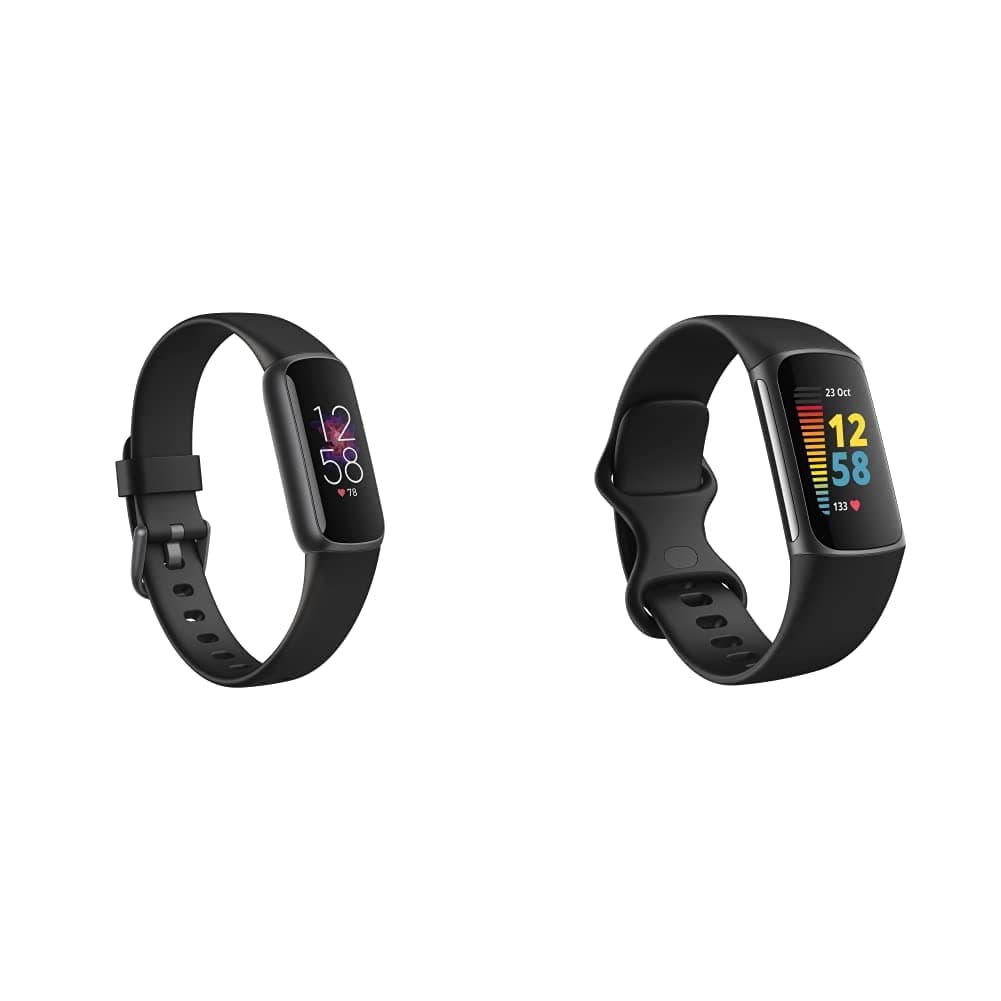 Fitbit Luxe Health & Fitness Tracker with 6-Month Fitbit Premium Membership Included, Black & Charge 5 Activity Tracker with 6-months Premium Membership Included,Graphite/Black