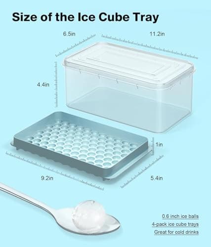 Ice Cube Trays for Freezer - Mini Round Ice Trays for Freezer with Lid and Bin, Small Tiny Crushed Nugget Freezer Trays for Chilling Drinks and Food Fresh