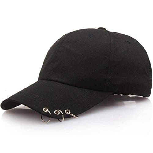 Unisex Mesh Plain Metallic Ring Bill Adjustable Baseball Cap Hip-Hop Hat