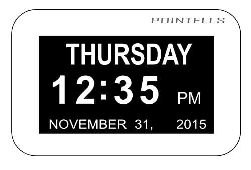 Pointells Extra-Large Digital Calendar Day Clock with Non-Abbreviated Day, Month & Date – Ideal Clock for the Elderly & Those Struggling with Memory Loss