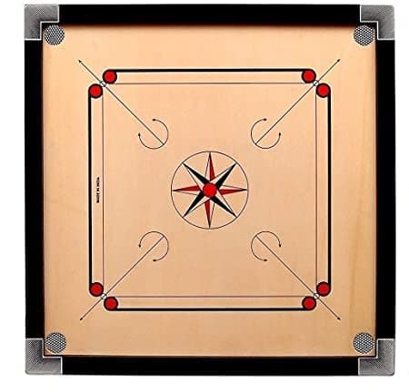 Full Size 26' Inch Carrom Board with Coins, Striker (Medium, Beige, Brown)