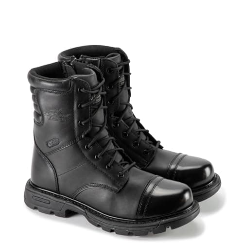 Thorogood GEN-Flex2 8” Side-Zip Black Tactical Boots for Men and Women - High-Shine Leather Heel & Toe with Goodyear Storm Welt and Slip-Resistant Outsole