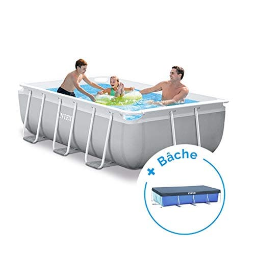 3 x 1.75 x 0.8 m Pack Swimming Pool Intex Prism Tubular Frame + Cover