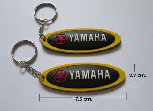 2x Yamaha oval rubber keychain keyring Yellow