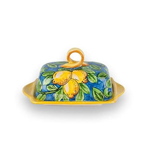 Hand Painted Limone Butter Dish From Italy