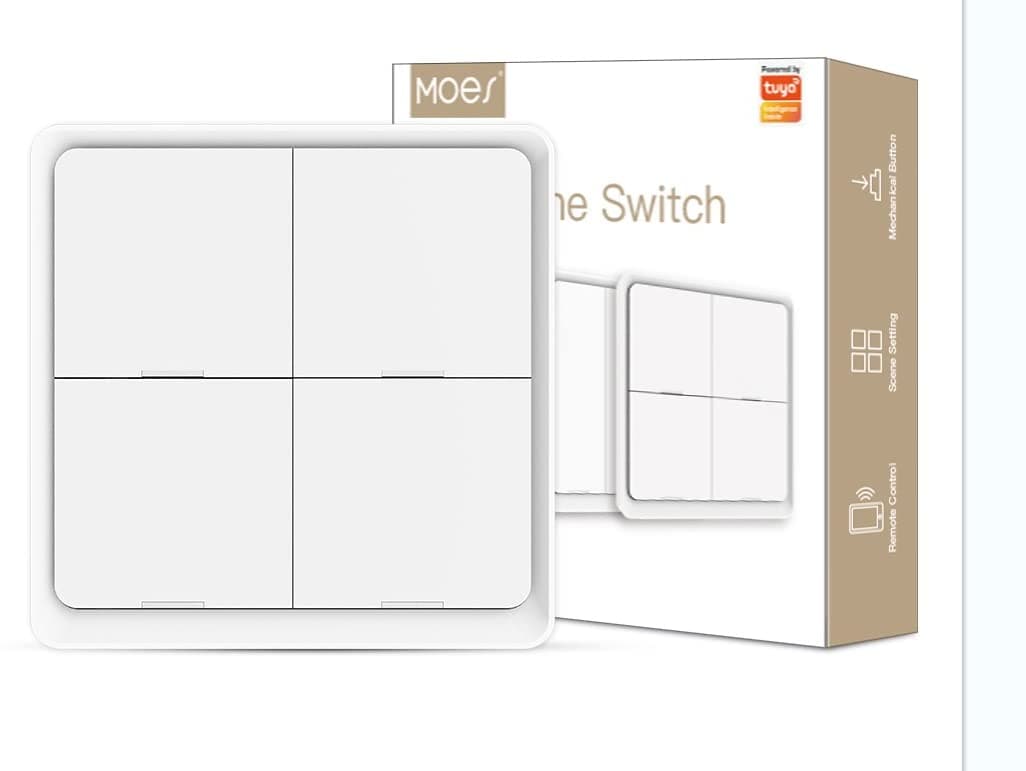 Scene Switch, ZigBee Wireless 12 Scene, Mechanical Push Button Battery Powered, Smart Home Automation Scenario Switch for Tuya Smart Devices, Requires ZigBee Gateway, White