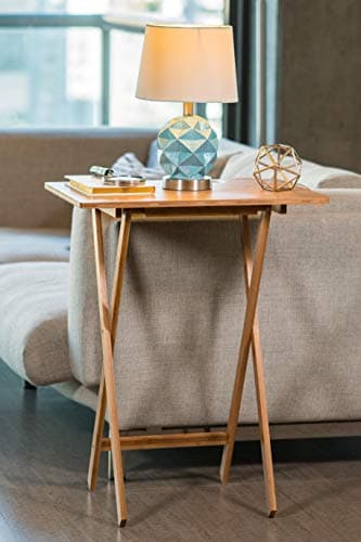 XBrand Modern Multi-Purpose Bamboo Folding TV, Tray, Snack Table, 24 Inch Long, Natural Brown