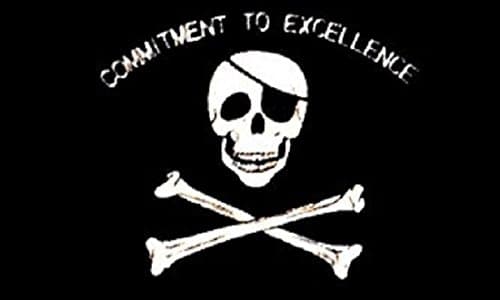 Wizzards Realm 3x5 Commitment to Excellence Pirate Flag Skull Cross Bones Ship Jolly Roger