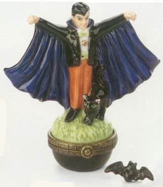 Dracula / Vampire Porcelain Hinged Box with Bat Trinket PHB Midwest of Cannon Falls