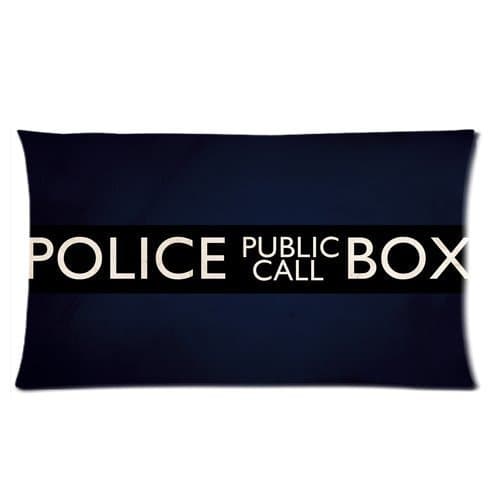 Police Box Public Call Dark Blue Custom Rectangle Bed Pillow Cases 20x36 (Twin sides)