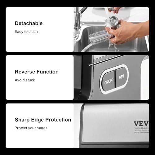 VEVOR - Meat Grinder, 4lbs/Minimum Capacity for Electric Meat Grinder with Blade, Grinding Plate, Sausage Maker, Kubbe Kit, Stainless Steel Meat Grinder for Home Kitchen