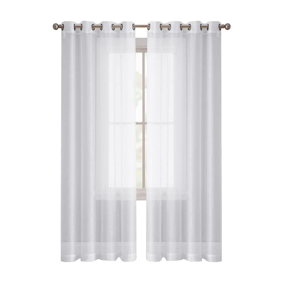 Arabest Sheer Curtains, 2 Panels Semi Transparent Basic Rod Pocket Voile Window Curtain Panels for Yard, Patio Bedroom and Living Room Decor (135x273cm, White)