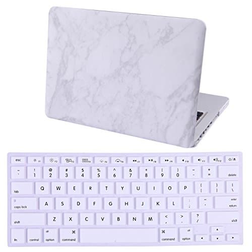 HDE Plastic Hard Case and Keyboard Cover for MacBook Pro 13 (Non Retina) Snap On Protective Hard Shell White Marble Design Fits Old MacBook Pro 13 Inch Model A1278 with CD Drive (White Marble)